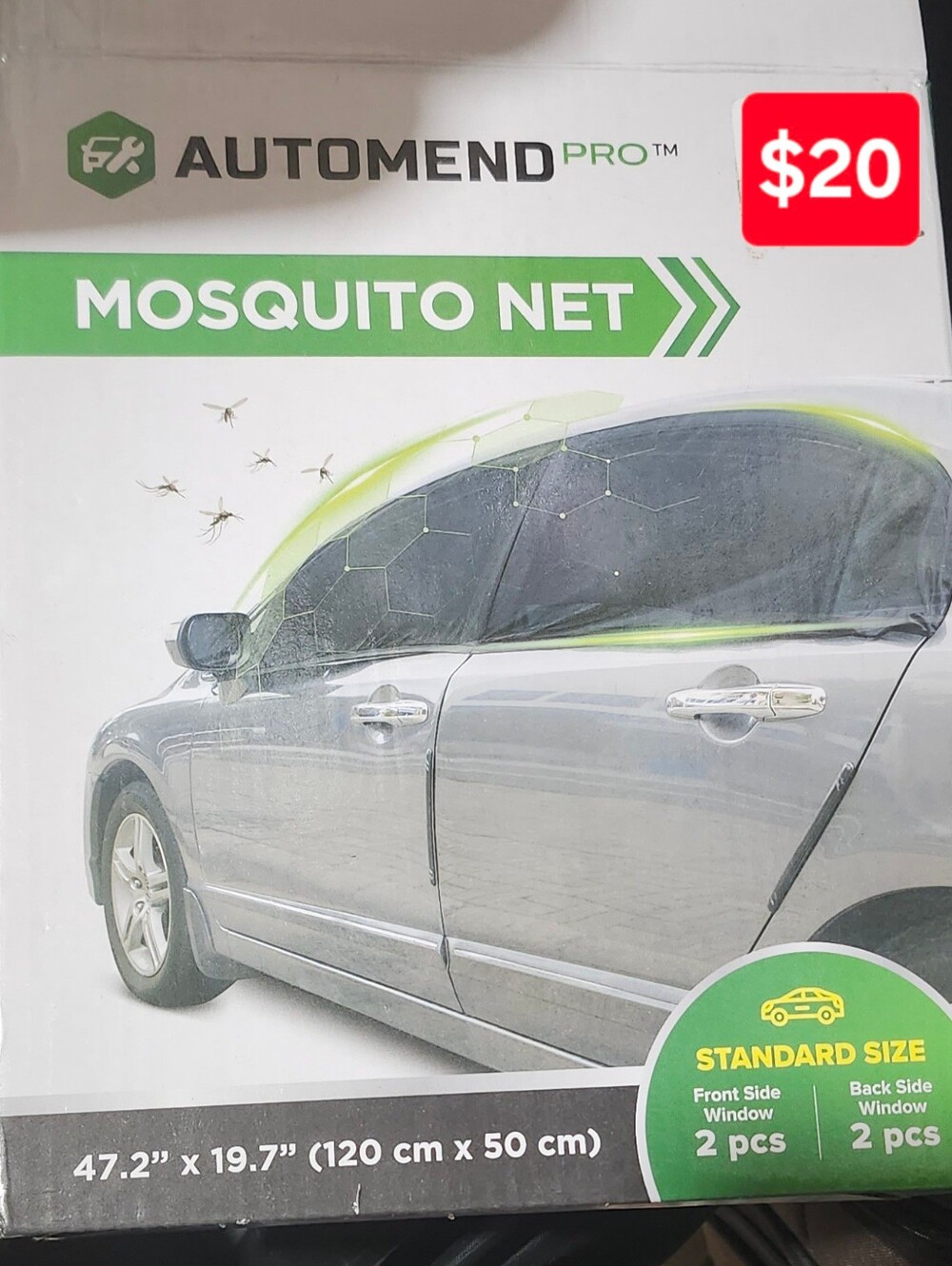 AUTOMEND PRO Mosquito Net Car Window Cover - Gray with Lime Accent